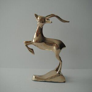 Brass Running Deer/Antelope On Base Statue Figure Korea